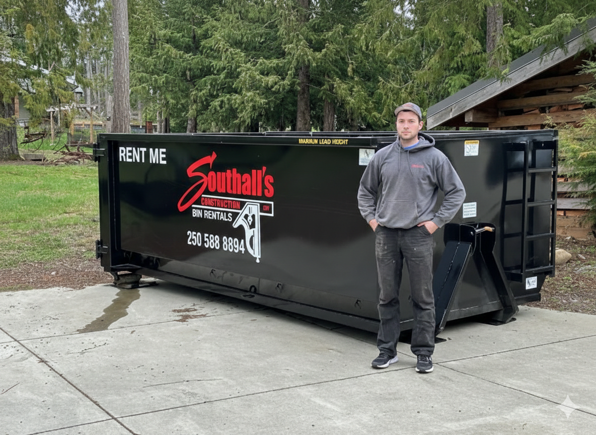 20 yard construction bin rental for large renovation and construction projects in Cowichan Valley BC