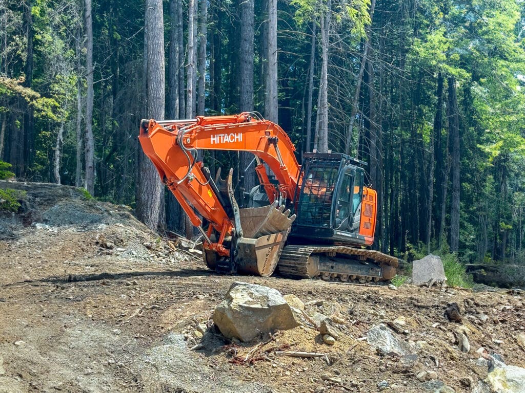 Southall Services excavation equipment working on site preparation in Cowichan Valley