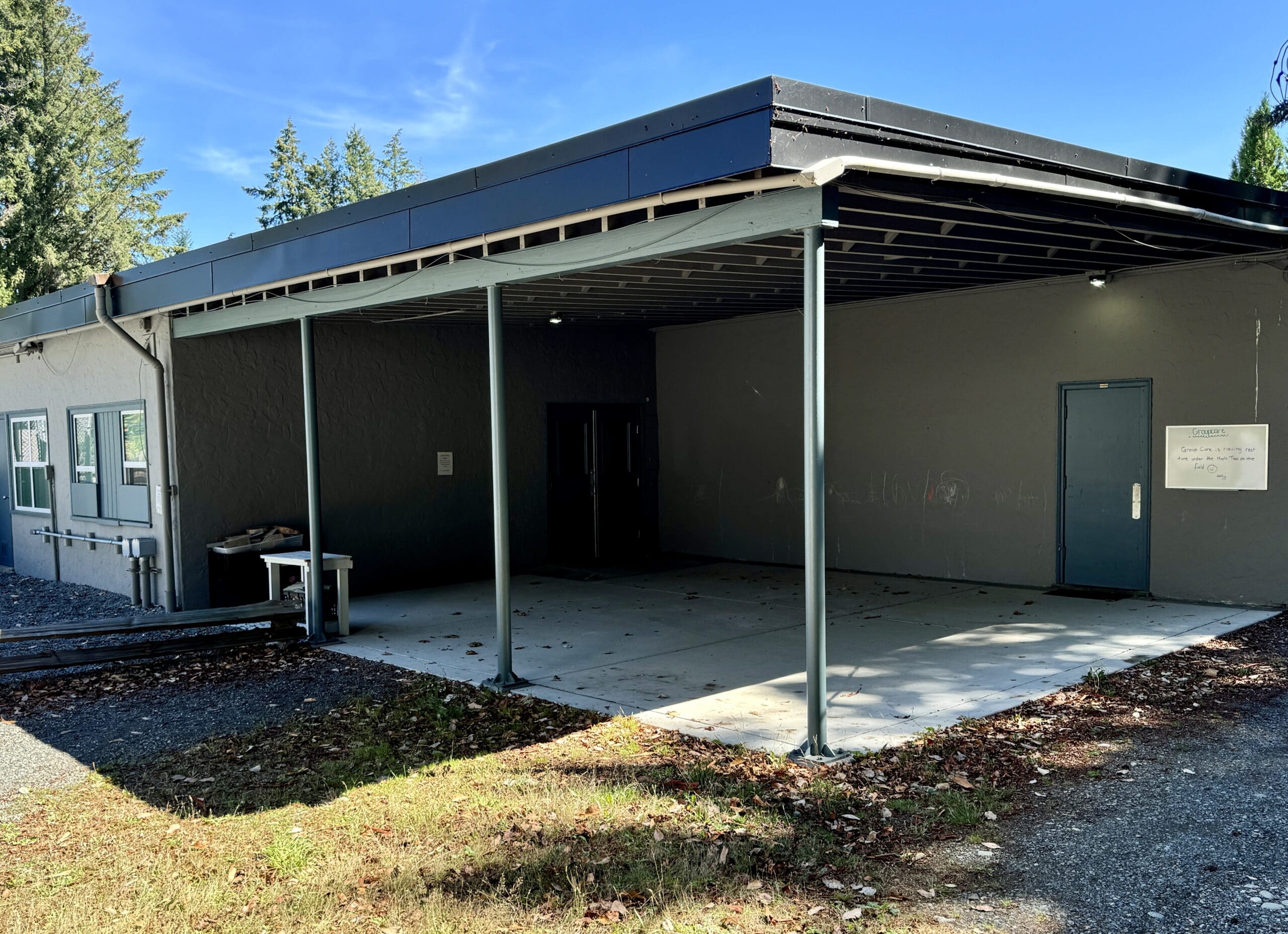 Completed footing post and slab installation at Shawnigan Lake