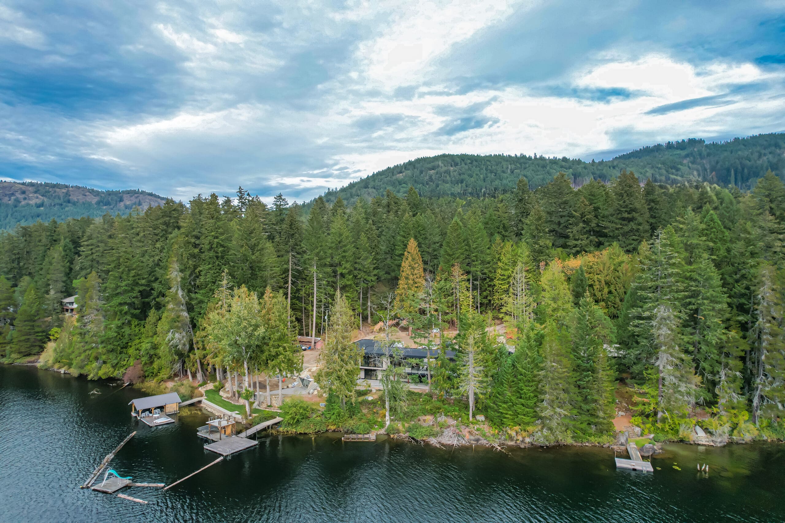 Aerial view of Shawnigan Lake transformation project by Southall Services