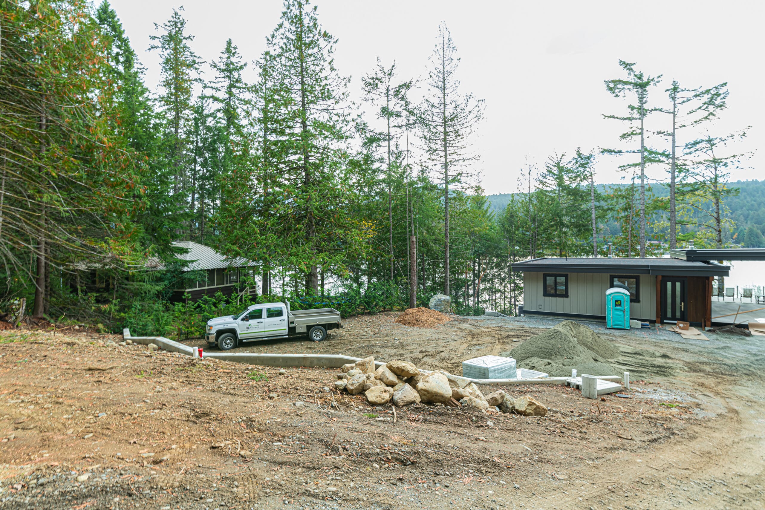 Completed driveway and landscaping at Shawnigan Lake transformation