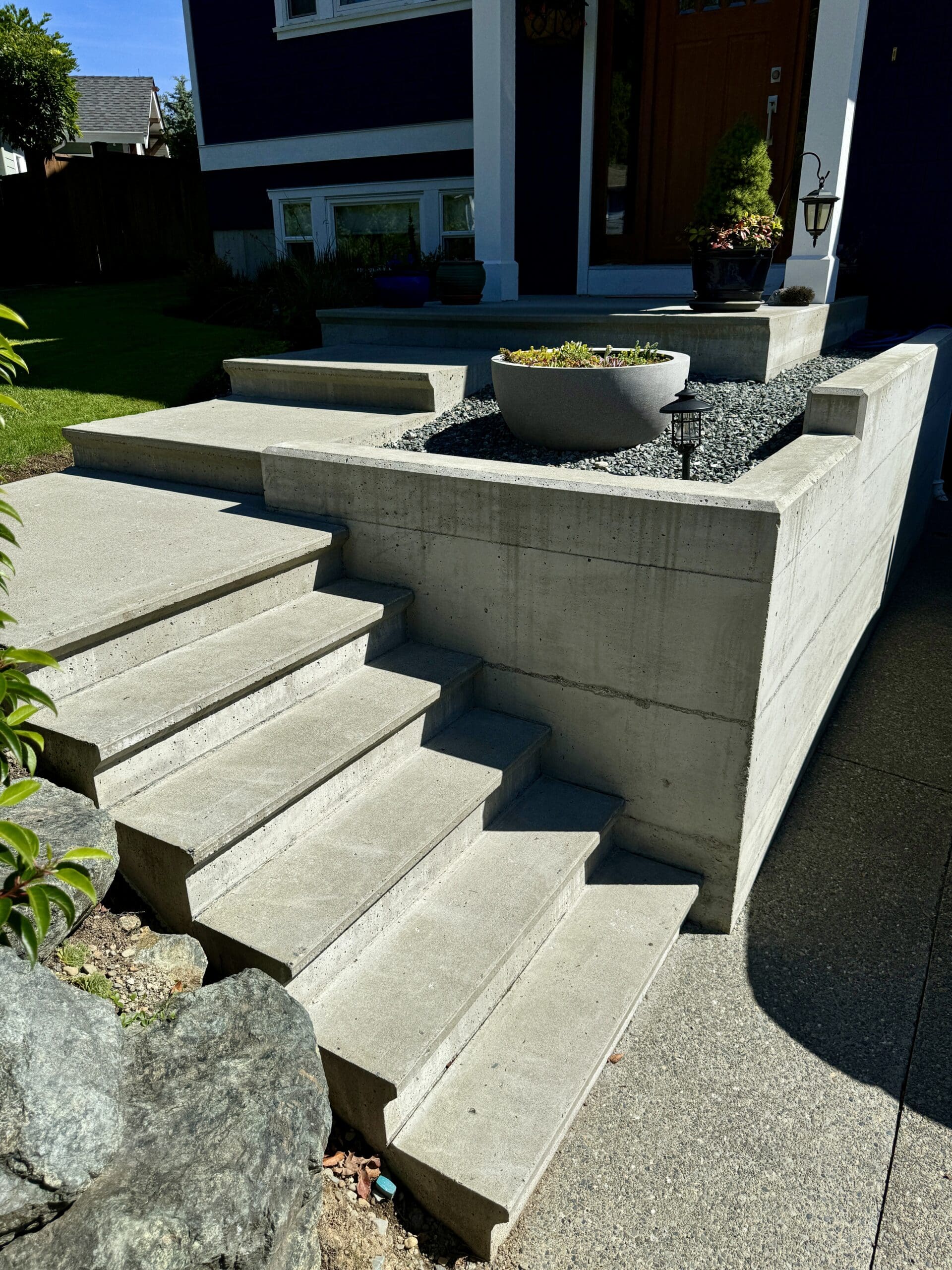 New concrete retaining wall installation at Mill Bay BC