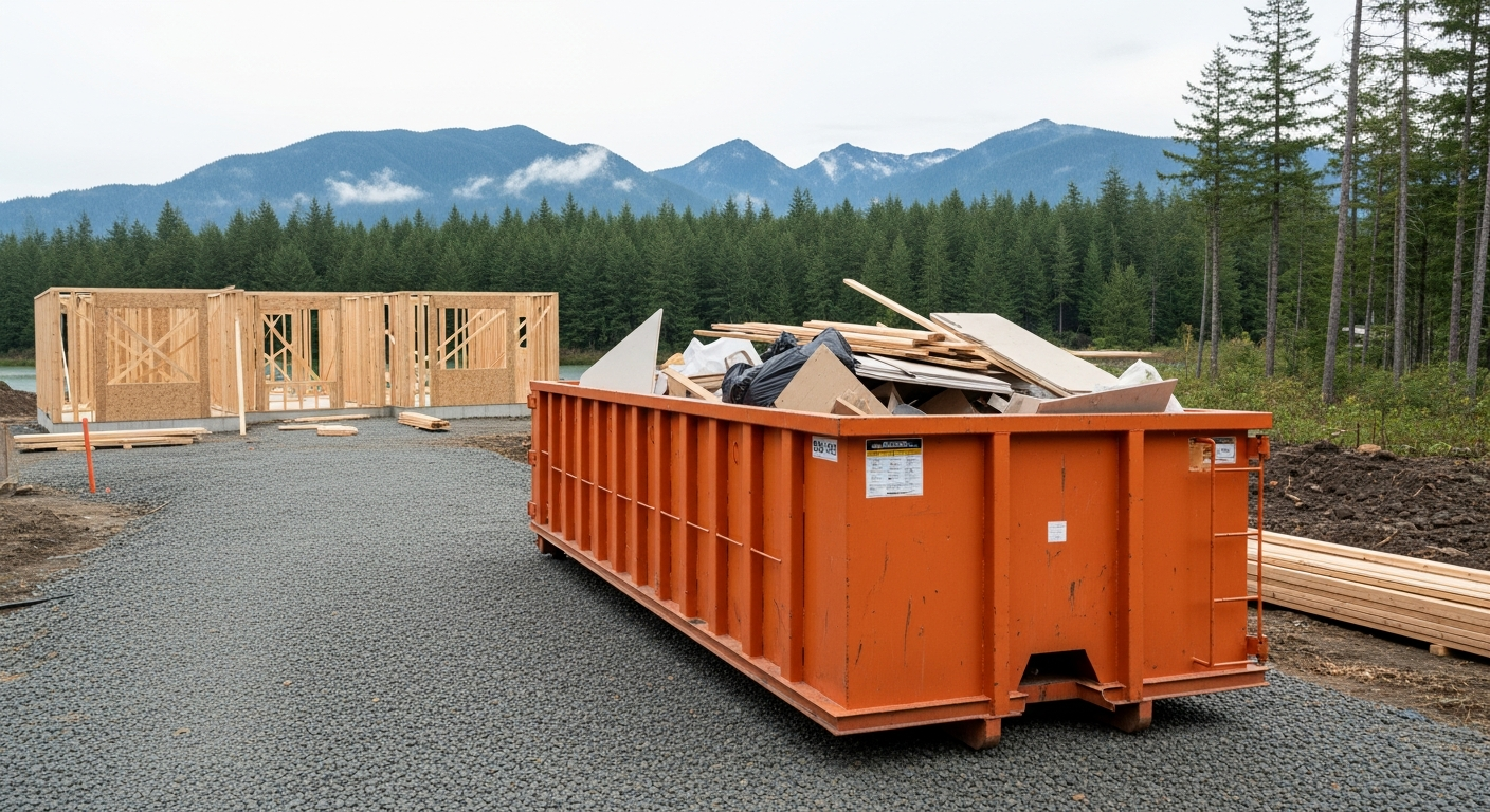 Southall Services construction bin on an active job site in Duncan BC