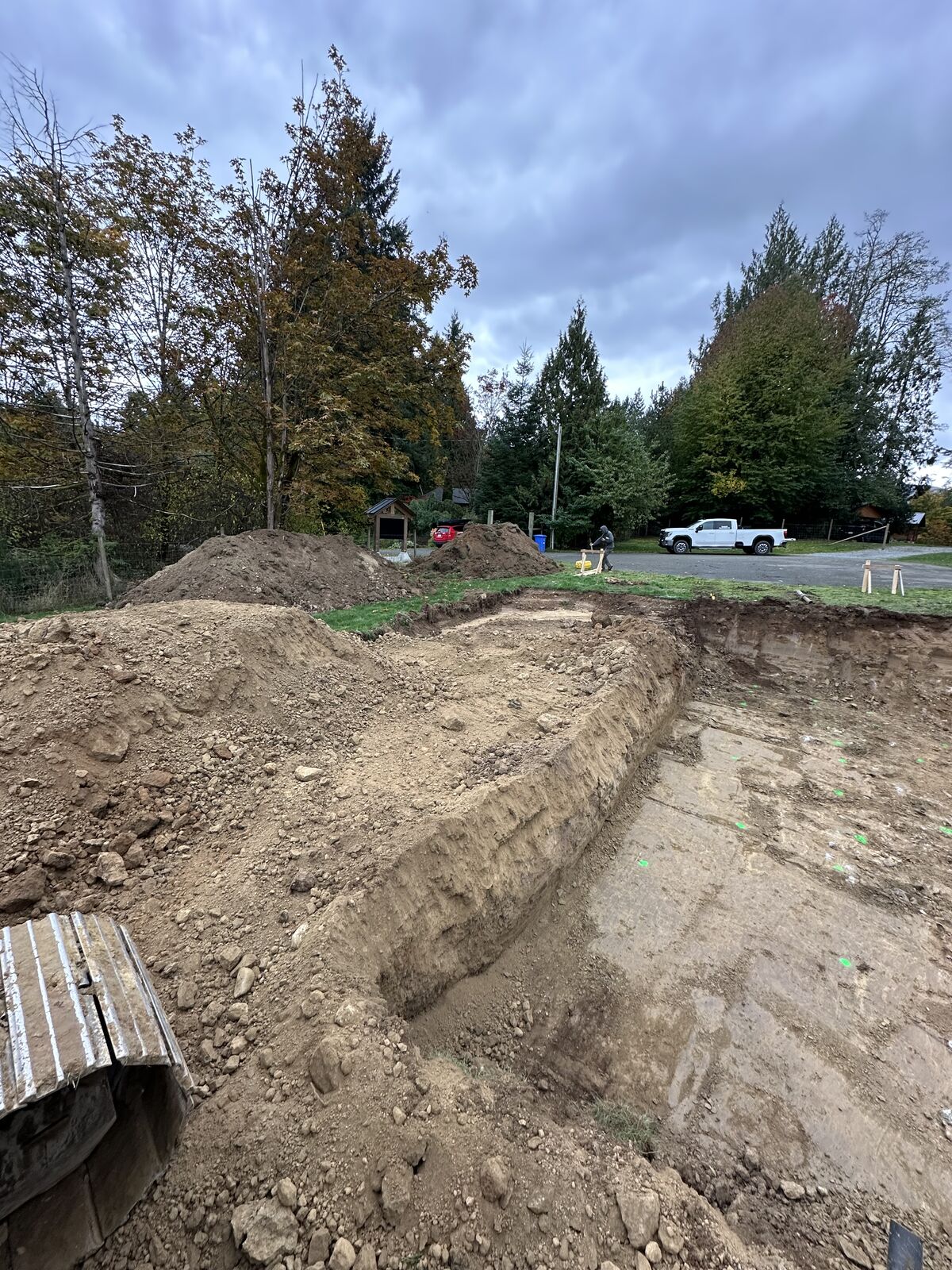 Foundation excavation in progress — Mill Bay excavation and foundation project
