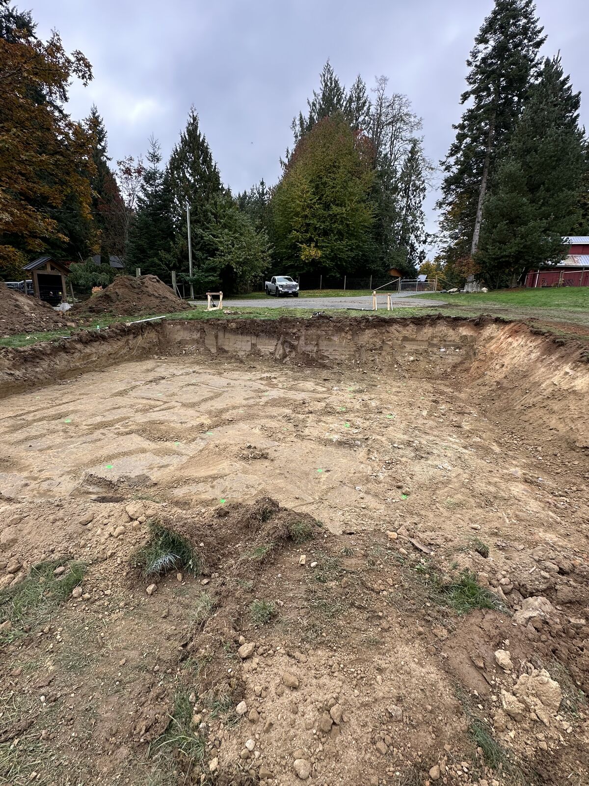 Excavated foundation footprint — Mill Bay excavation and foundation project