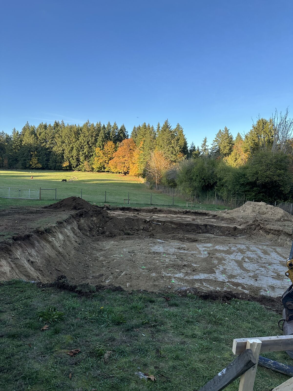 Excavated site and surrounding property — Mill Bay excavation and foundation project